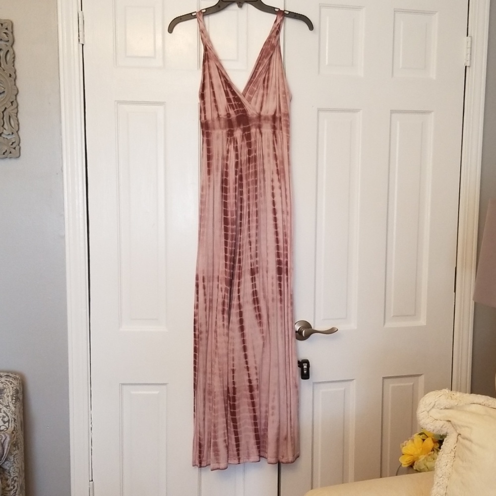 Brown and White Maxi Dress